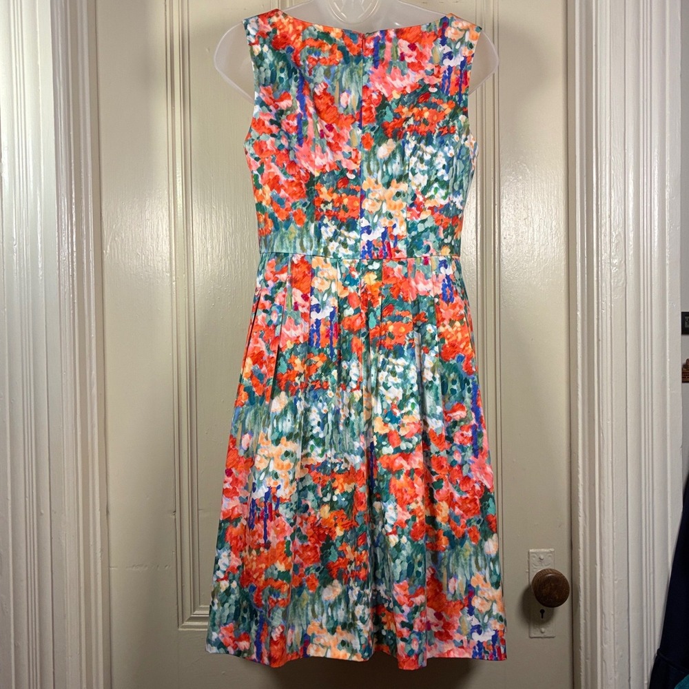 Talbots Petites Dress 2P Fit and Flare floral sleeveless garden party wedding - Picture 2 of 8